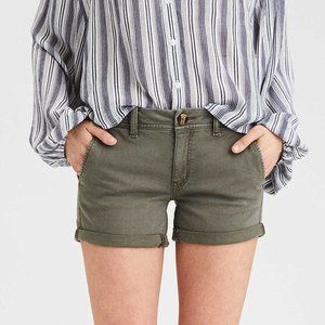 American Eagle Khaki Midi Shorts | Olive Green